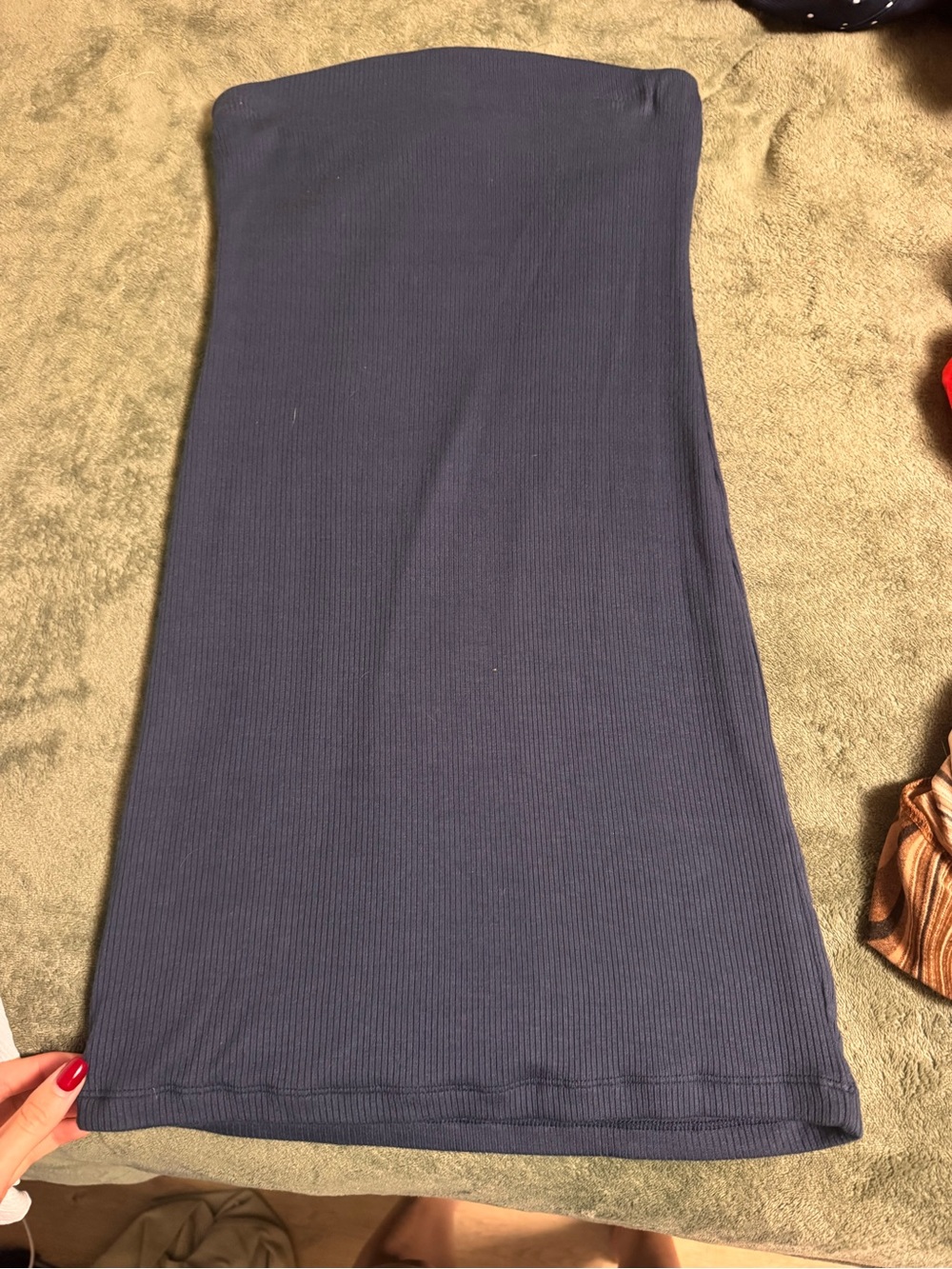 Skatie Strapless Ribbed Mini Dress - Navy